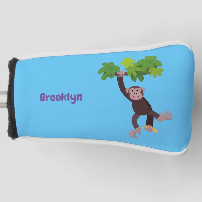 Funda Para Palo De Golf Chimpancé lindo en personalizado colgante de la ju (Anverso)