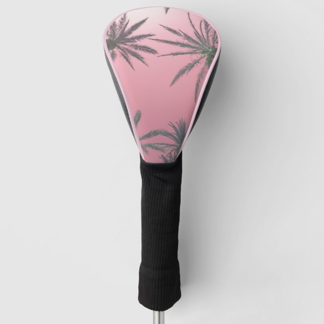 Funda Para Palo De Golf Cielo rosa de verano y palmeras (Anverso)