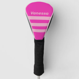 Funda Para Palo De Golf Cielo Rosa Retro con Rayas Tres en Cruz con Nombre