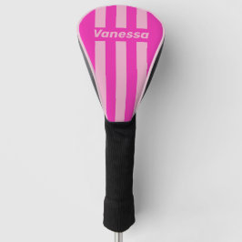 Funda Para Palo De Golf Cielo Rosa Retro Tres Rayas de Alfiler con Nombre