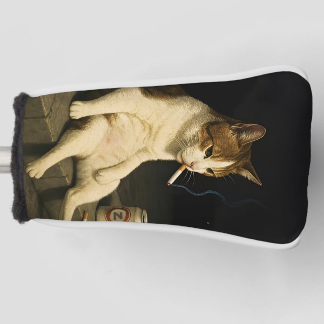 Funda Para Palo De Golf Cigarette Kitten Funny Smoking Cat Gen Z Meme (Anverso)