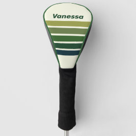 Funda Para Palo De Golf Cinco Franjas Cruzadas Retro Verdes con Nombre