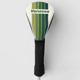 Funda Para Palo De Golf Cinco Rayas Retro Verde con Nombre
