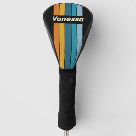 Funda Para Palo De Golf Cinta de Pin de Arcoíris Negro con Nombre