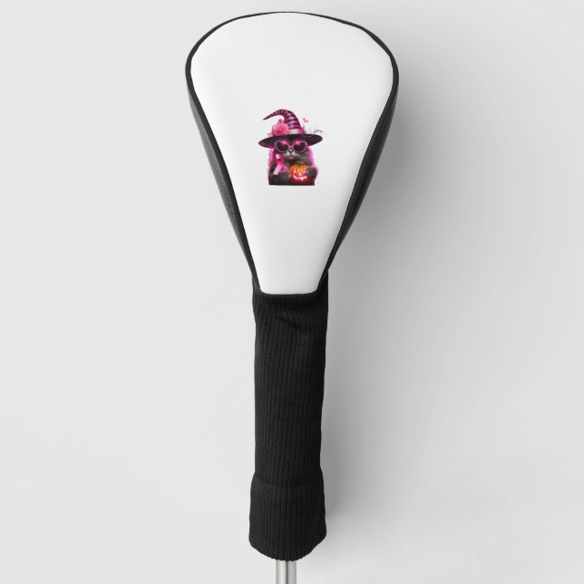 Funda Para Palo De Golf Cinta rosa Halloween de gatos de sensibilización s (Anverso)