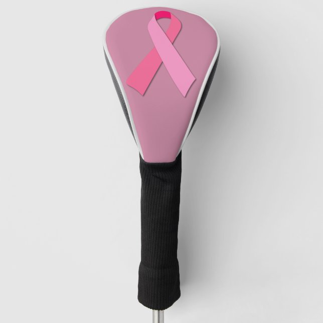 Funda Para Palo De Golf Cinta rosada para la conciencia del cáncer de (Anverso)