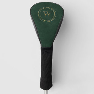 Funda Para Palo De Golf Círculos de oro Monograma verde oscuro