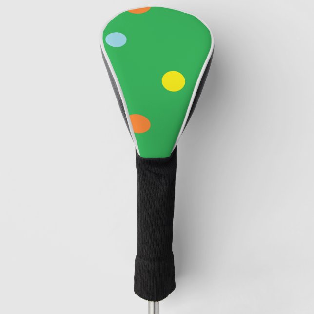Funda Para Palo De Golf círculos multicolor sobre verde (Anverso)