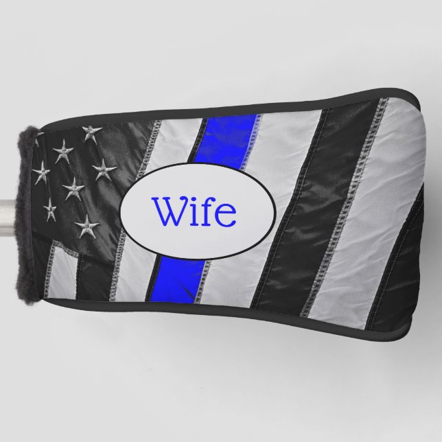 Funda Para Palo De Golf Clásica y delgada línea azul esposa de policía de  (Anverso)