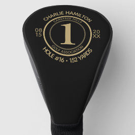 Funda Para Palo De Golf Clásico Agujero en Uno Negro Oro Recuerdo