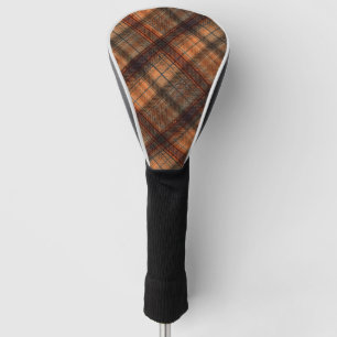 Funda Para Palo De Golf Clásico negro naranja marrón escocés