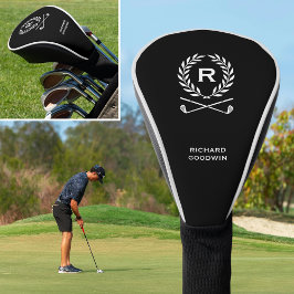 Funda Para Palo De Golf Clásico nombre de monograma personalizado negro