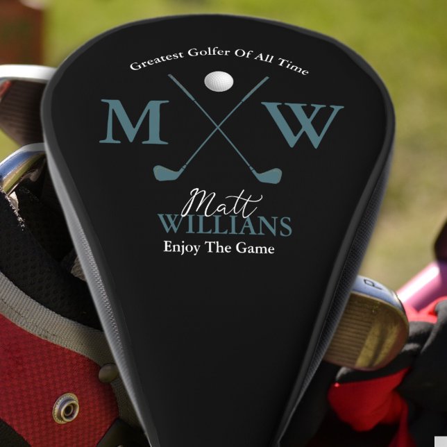 Funda Para Palo De Golf Clásico Personalizado Monograma Golfer negro (Subido por el creador)
