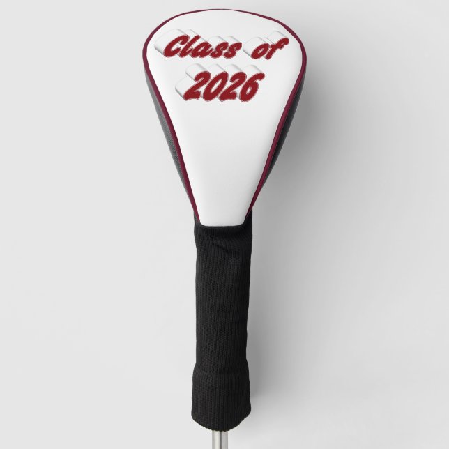 Funda Para Palo De Golf Class of 2026 burgundy typography  graduation  (Anverso)