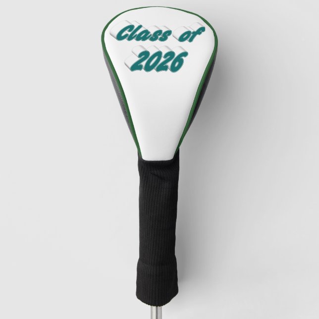 Funda Para Palo De Golf Class of 2026 green typography graduation  (Anverso)