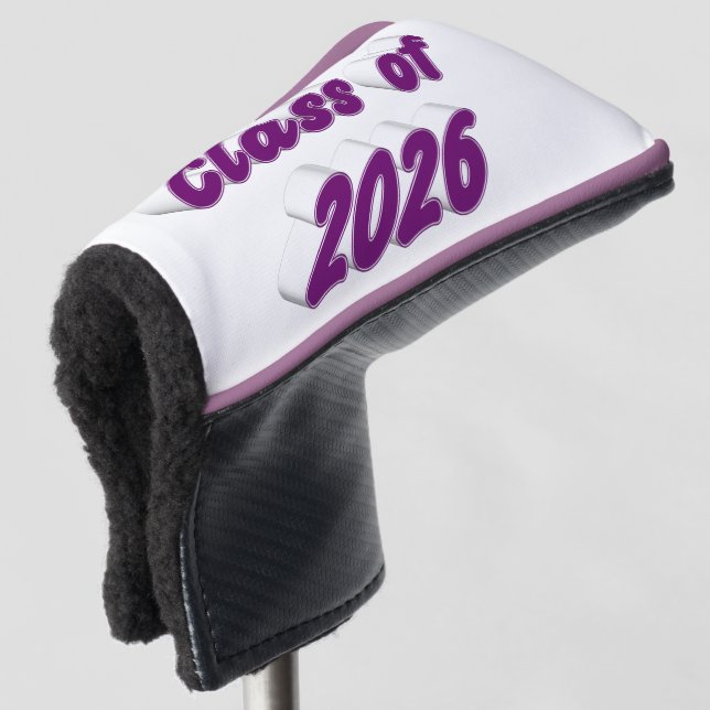 Funda Para Palo De Golf Class of 2026 purple typography graduation  (Anverso 3/4)