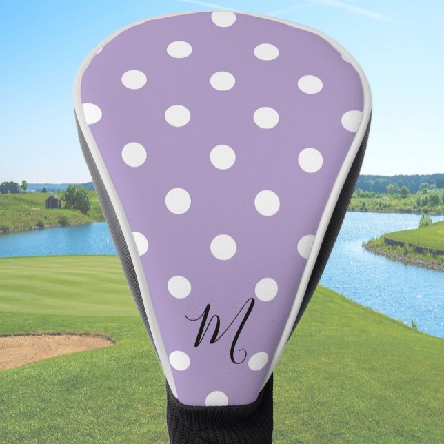 Funda Para Palo De Golf Classic Purple Pattern Monogram Polka Dots (Subido por el creador)