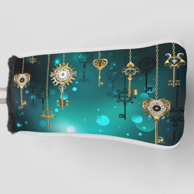 Funda Para Palo De Golf Claves de esqueleto antiguas sobre fondo verde (Anverso)