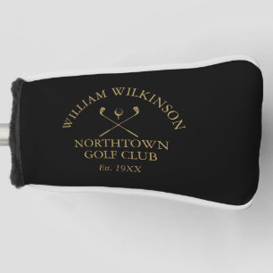 Funda Para Palo De Golf Club de Golf Black And Gold y nombre del miembro