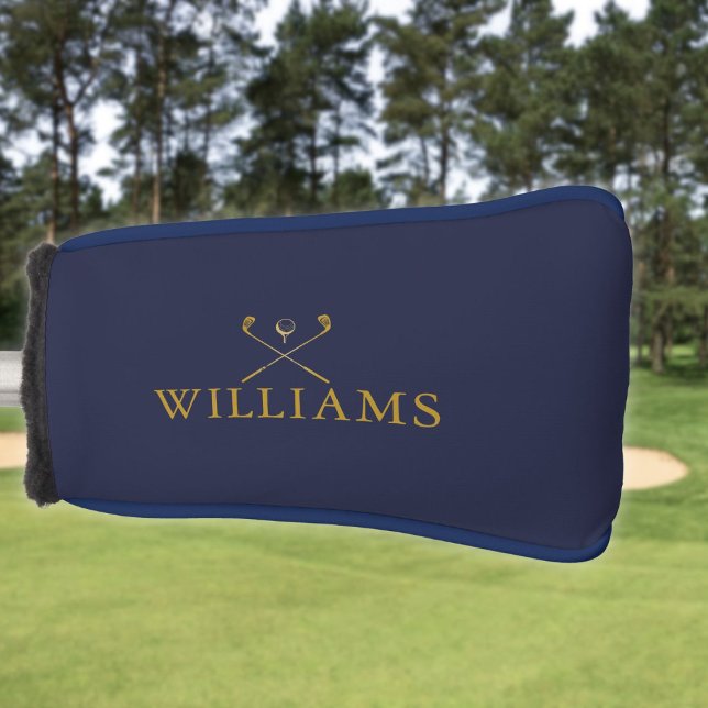 Funda Para Palo De Golf Club De Golf Gold And Navy Blue Custom Name (Gold And Navy Blue Custom Name Golf Clubs Golf Head Cover)
