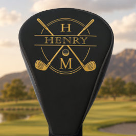 Funda Para Palo De Golf Club de Nombre de Monograma de Oro