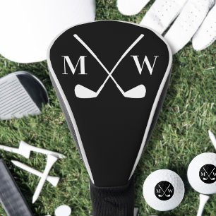 Funda Para Palo De Golf Clubes con Monograma Inicial Personalizado Negro