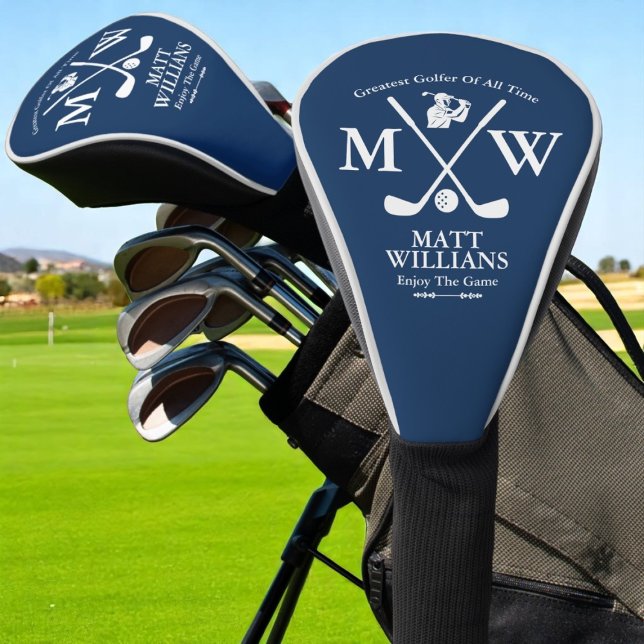 Funda Para Palo De Golf Clubes cruzados con nombre golfer azul fresco (Subido por el creador)