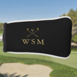 Funda Para Palo De Golf Clubes De Golf De Monograma Negro Y Oro Personaliz<br><div class="desc">Personalice el monograma en la tipografía clásica para crear un regalo de golf único y mantenerlo para cualquier golfista. Diseñado por Thisisnotme©</div>