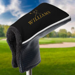 Funda Para Palo De Golf Clubes De Golf Gold Y Black Custom Name<br><div class="desc">Personalice el nombre en la tipografía clásica para crear un regalo de golf único y mantenerlo para cualquier golfista. Diseñado por Thisisnotme©</div>