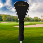 Funda Para Palo De Golf Clubes De Golf Gold Y Black Custom Name<br><div class="desc">Personalice el nombre en la tipografía clásica para crear un regalo de golf único y mantenerlo para cualquier golfista. Diseñado por Thisisnotme©</div>
