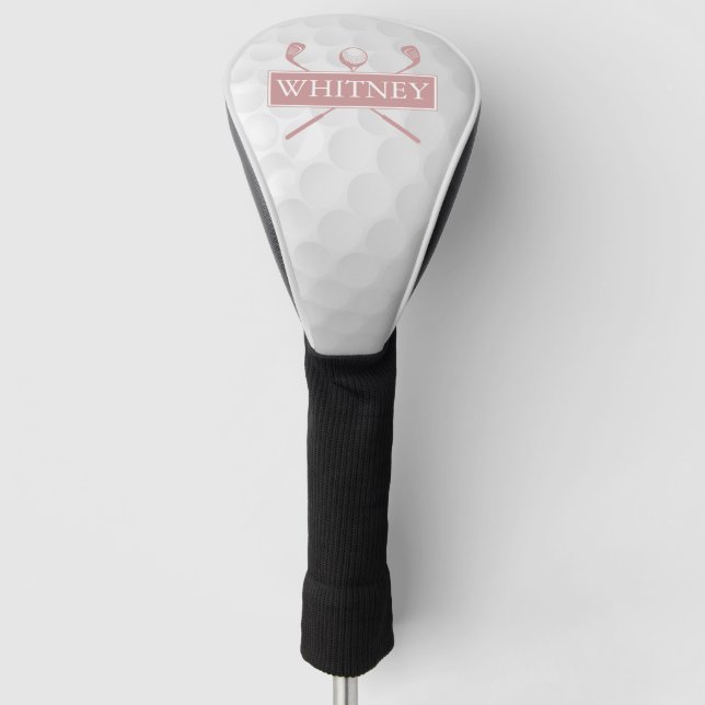 Funda Para Palo De Golf Clubes De Nombre Personalizado Y Rosa Dusto De Pel (Anverso)