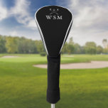 Funda Para Palo De Golf Clubes Personalizados De Monograma De Golf Negro Y<br><div class="desc">Personalice el monograma en la tipografía clásica para crear un regalo de golf único y mantenerlo para cualquier golfista. Diseñado por Thisisnotme©</div>