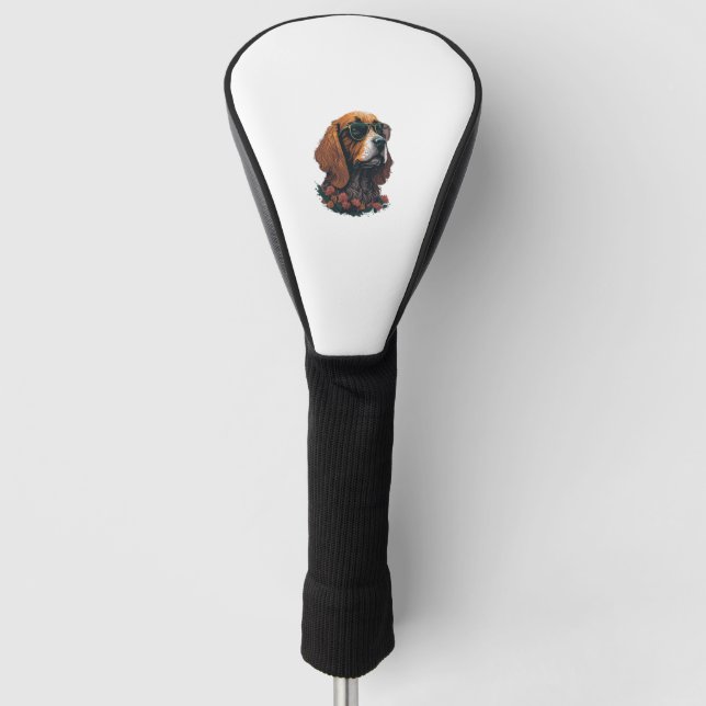Funda Para Palo De Golf Cocker Spaniel con sombras - Flor Splash (Anverso)