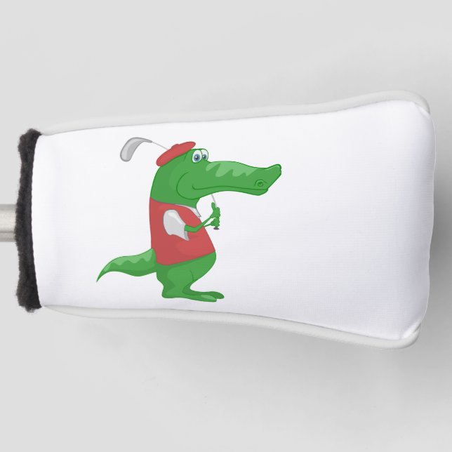 Funda Para Palo De Golf Cocodrilo jugando al golf (Anverso)