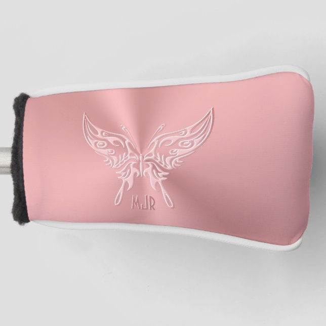 Funda Para Palo De Golf Cola redonda de mariposa estilizada rosa, de aspec (Anverso)