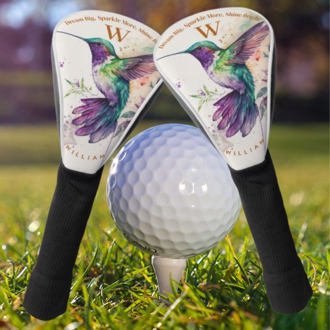 Funda Para Palo De Golf Colibrí Elegante De Acuarela Con Nombre Personaliz (Subido por el creador)
