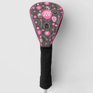Funda Para Palo De Golf Collage de fotos de perro monograma de flor de cor
