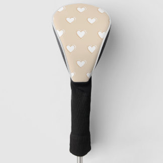 Funda Para Palo De Golf Color beige blanco rosado lindo patrón de corazón