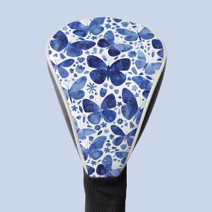 Funda Para Palo De Golf Color de agua de la mariposa azul y blanco