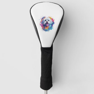 Funda Para Palo De Golf Colorida camiseta maltesa de arte de salpicadura d