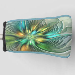 Funda Para Palo De Golf Colorida Fantasía Moderna Abstracto Flor Fractal
