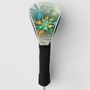 Funda Para Palo De Golf Colorida Fantasía Moderna Abstracto Flor Fractal
