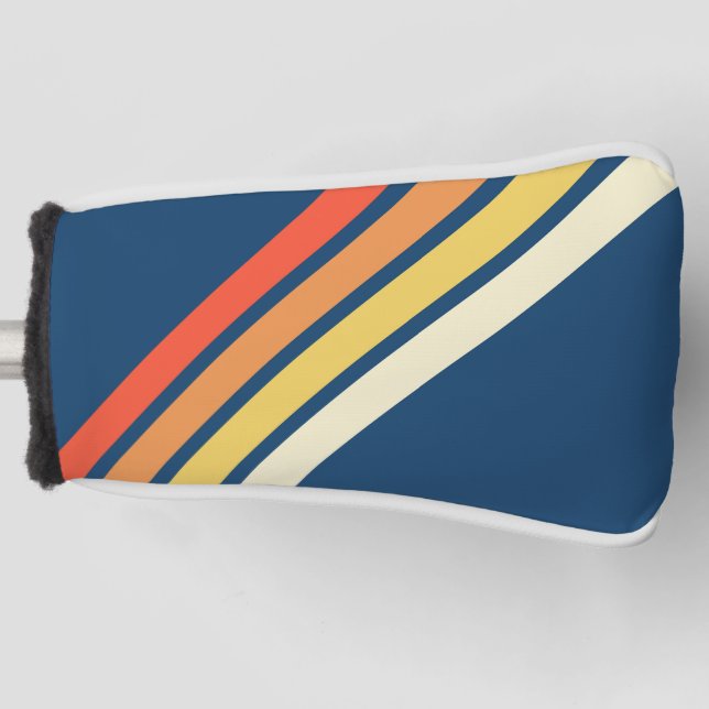 Funda Para Palo De Golf Coloridas bandas retro rayadas de los años 80 (Anverso)