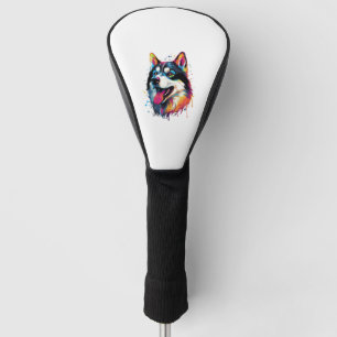 Funda Para Palo De Golf colorido perro Husky siberiano al estilo PopArt