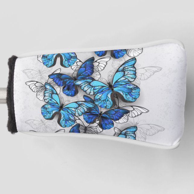 Funda Para Palo De Golf Composición de las mariposas blancas y azules (Anverso)