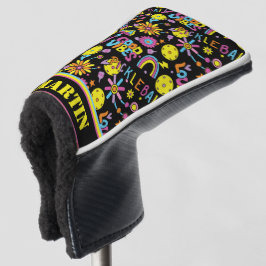 Funda Para Palo De Golf Con nombre, Groovy, retro 90, negro