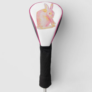 Funda Para Palo De Golf Conejito blanco dibujado a mano rosada