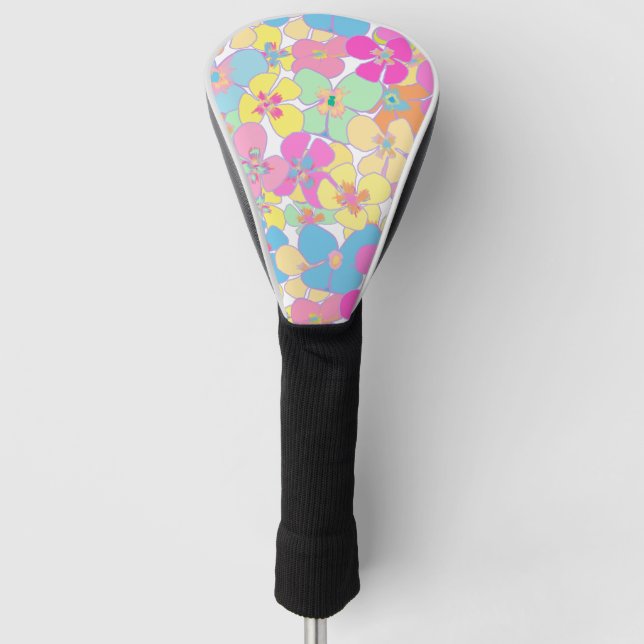 Funda Para Palo De Golf Controlador Neon Retro Floral Rosa (Anverso)