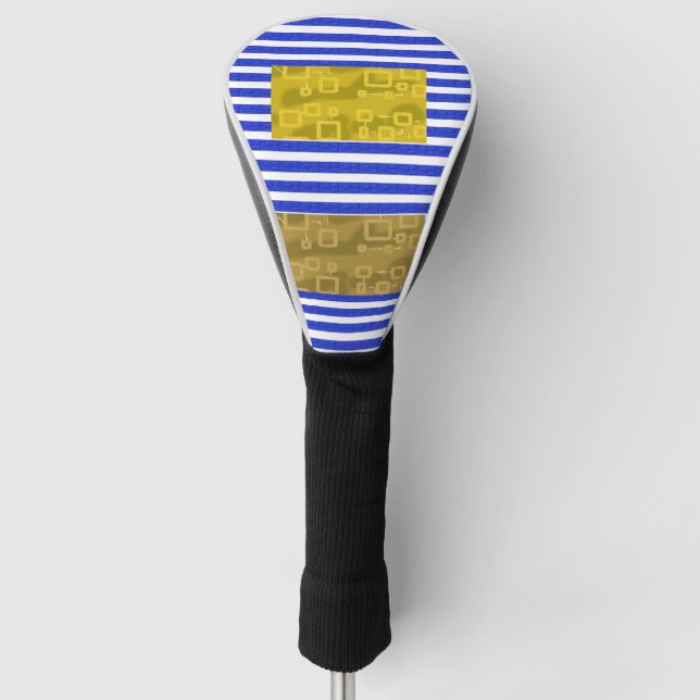 Funda Para Palo De Golf Cool Stripes Blue Gold Geometric  (Anverso)