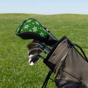 Funda Para Palo De Golf Copia de Copos de nieve blancos, Verde, Tu nombre,